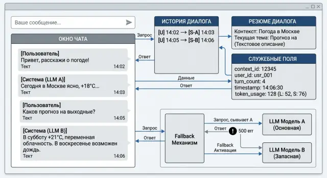 Переключение модели без потери контекста в диалоге