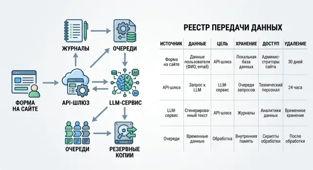 Реестр потоков персональных данных для LLM-функций