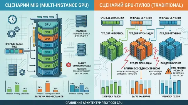 MIG или отдельные GPU-пулы: где меньше конфликтов