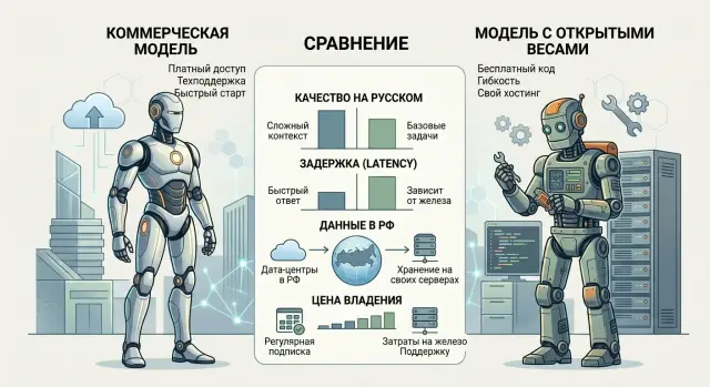 Коммерческая модель или модель с открытыми весами: как выбрать